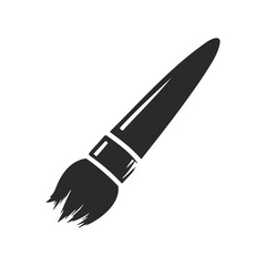 Fototapeta premium Black silhouette of a paintbrush on white background for art design