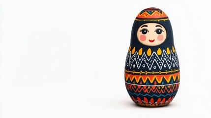 A beautifully crafted Russian nesting doll with intricate patterns and vibrant colors, showcasing traditional artistry.
