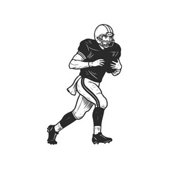 American football player illustration drawing in action pose