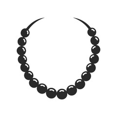 Obraz premium Elegant black pearl necklace silhouette on white background