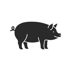 Fototapeta premium Black silhouette of a pig icon on white background
