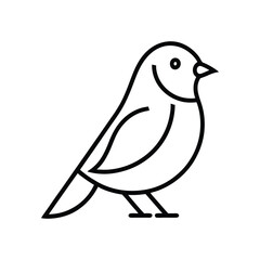 A simple, modern illustration of a bird with a yellow head and a green stripe on its wing, outlined in black.