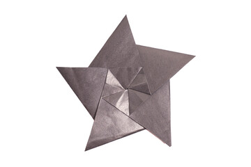 Paper star origami isolated on a blank white background. Origami Five Pointed Star.
