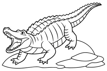 coloring page line art the crocodile black vector