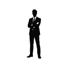 Silhouette of a businessman in a suit with arms crossed