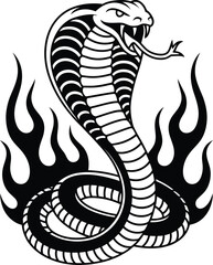 Cobra with flames tattoo design snake fire