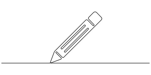 Pencil vector illustration with continuous one single line drawing, Single line drawing style on white background, vector design. Pencil Continuous Line Art. 