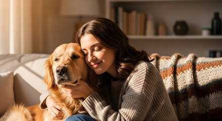 Pet and Owner Cuddling