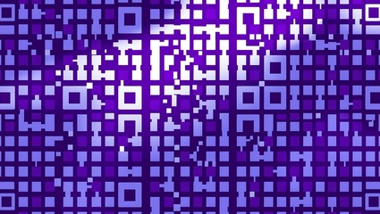 Fototapeta premium Abstract purple qr code pattern with digital glitch effect