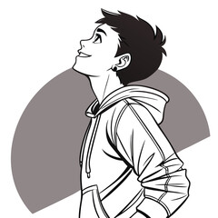 Stylized Vector Illustrations of Boys in Urban and Casual Outfits in Various Poses and Expressions