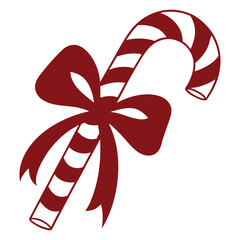 red candy cane with a bow christmas ornament vector art illustration
