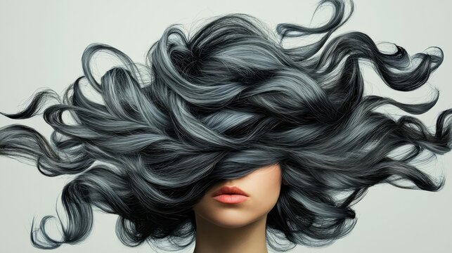 Gentle movement of windblown hair revealing closed eyes, metaphor for quiet emotion and reflection