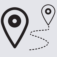 map pointer icon silhouette vector art illustration, set of map pointers with markers