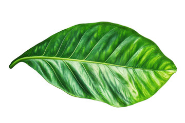 Obraz premium Vibrant green leaf with detailed veins and subtle color variations isolated on transparent background