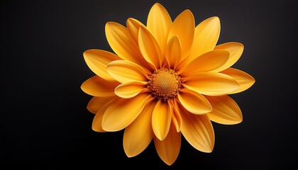 bright yellow flower with five broad petals and a subtle orange center