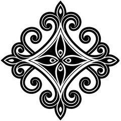 Black Stunning black and white ornamental design with elegant swirling details, perfect for branding vector design