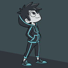 Stylized Vector Illustrations of Boys in Urban and Casual Outfits in Various Poses and Expressions