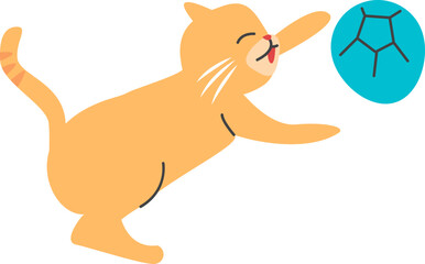 Playful Orange Cat Reaching for Blue Ball