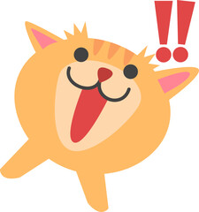Surprised Round Cat Face with Exclamation Marks