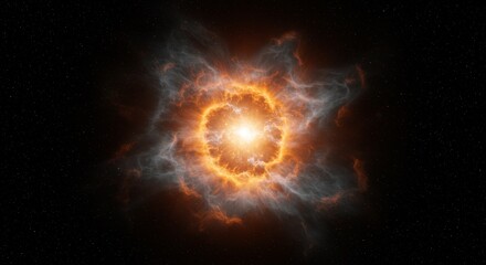 Stunning visualization of a fiery nebula with orange and grey tones in space