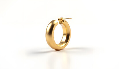  High-Resolution PNG of Elegant Gold Hoop Earrings Isolated on Pure White Background in Studio Lighting