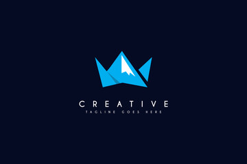 Mountain and Crown Logo Design vector Illustration.