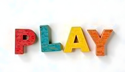 High-Resolution PNG of Colorful Wooden Children’s Building Blocks Spelling ‘PLAY’ on Pure White Background