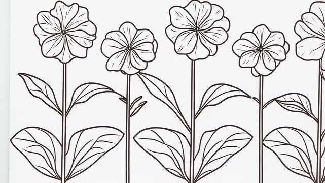 Hand-Drawn Floral Array: Minimalist Blossom Pattern Design Element