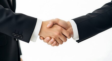 Close up of two business people shaking hands in a professional setting