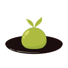 Matcha Mochi. Japanese rice dessert. Traditional Japanese dessert. Dessert options. Flat Vector illustration with Healthy sweet snacks.