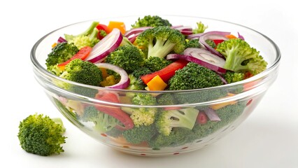 Vibrant broccoli salad bursting with color served in a clear bowl for a refreshing meal option