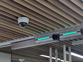 security camera above an office doorway 