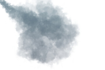 A plume of gray smoke isolated on transparent background creates a dynamic and abstract composition