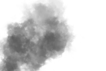 A wisp of gray smoke billows against a stark transparent background, creating an ethereal and abstract effect isolated on transparent background