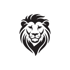 Black and white minimalist lion head graphic design face animal