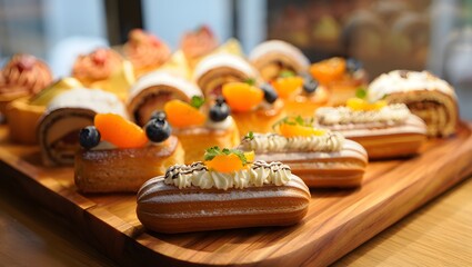 Assorted Pastries with Fruit Toppings