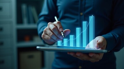 Businessman in an office using a tablet computer
