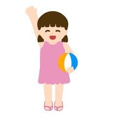 ビーチボールを持つ女の子