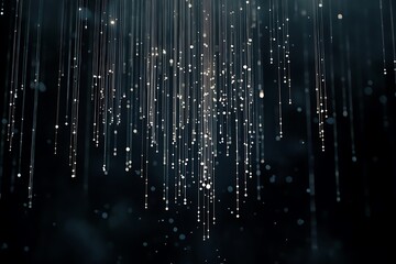 A vertical stream of binary digits falling like digital rain on a dark background 