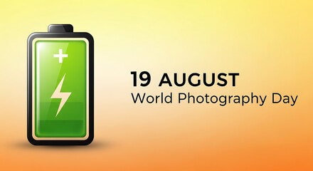 A young man holds a DSLR camera up to his eye, celebrating World Photography Day on August 19th, with bokeh lights surrounding him.
