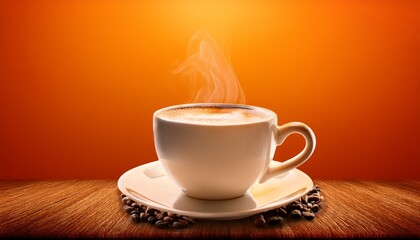 national cappuccino day with hot caffeine idea steaming cup of hot coffee against a colorful background
