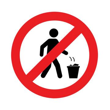 A prohibition sign conveying the message of anti-littering or no dumping with an isolated simple