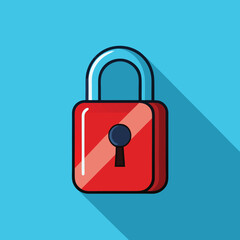 Red padlock security symbol isolated on white background