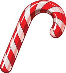 Red and white striped candy cane isolated on white background