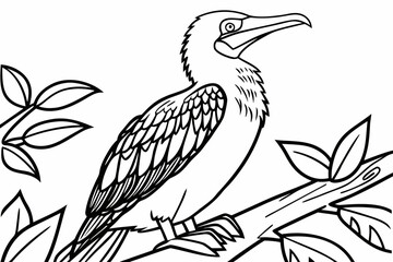 coloring page line art the booby black vector