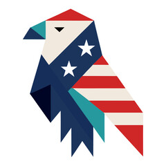Vector art illustration of an eagle in the colors of the American flag