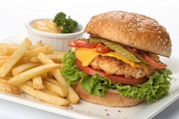 Juicy Chicken Burger with Golden Fries
