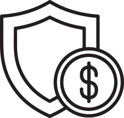 Financial security and protection icon featuring a shield and dollar coin