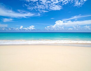 Obraz premium Pristine beach, clear sky, turquoise water