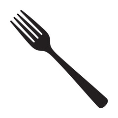 Black silhouette of a four-pronged fork on a white background utensil